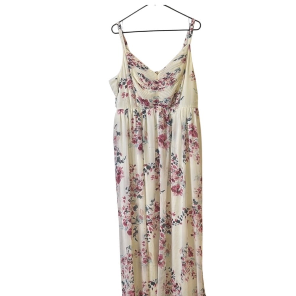 Torrid Cream and Pink Floral Maxi Dress
